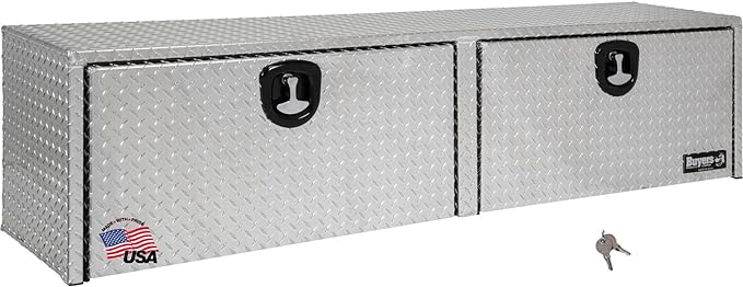 Buyers Products 1701551 Silver Aluminum Diamond Tread Topsider Truck Tool Box, 72x13x16 Inch, Made in USA, Professional Grade, Heavy Duty, Corrosion Resistant, Dual Drop Doors, Compression Latch