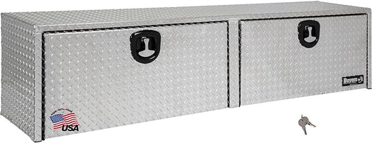 Buyers Products 1701551 Silver Aluminum Diamond Tread Topsider Truck Tool Box, 72x13x16 Inch, Made in USA, Professional Grade, Heavy Duty, Corrosion Resistant, Dual Drop Doors, Compression Latch