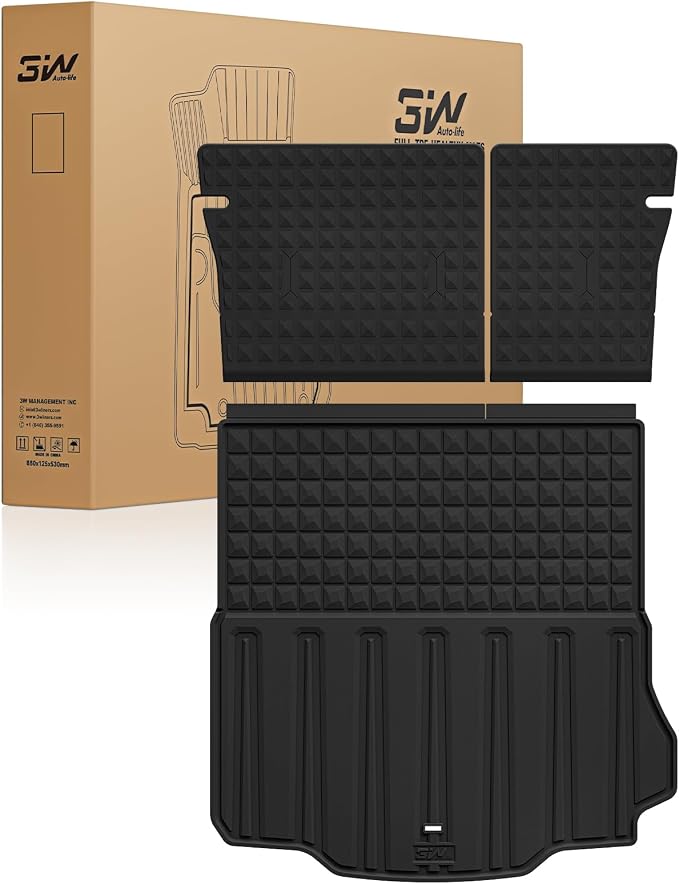 3W Seat Back Mats & Cargo Liner for 2026 2025 2024 Dodge Charger EV Accessories Floor Liners Trunk Cover Custom Fit TPE Heavy-Duty Liners