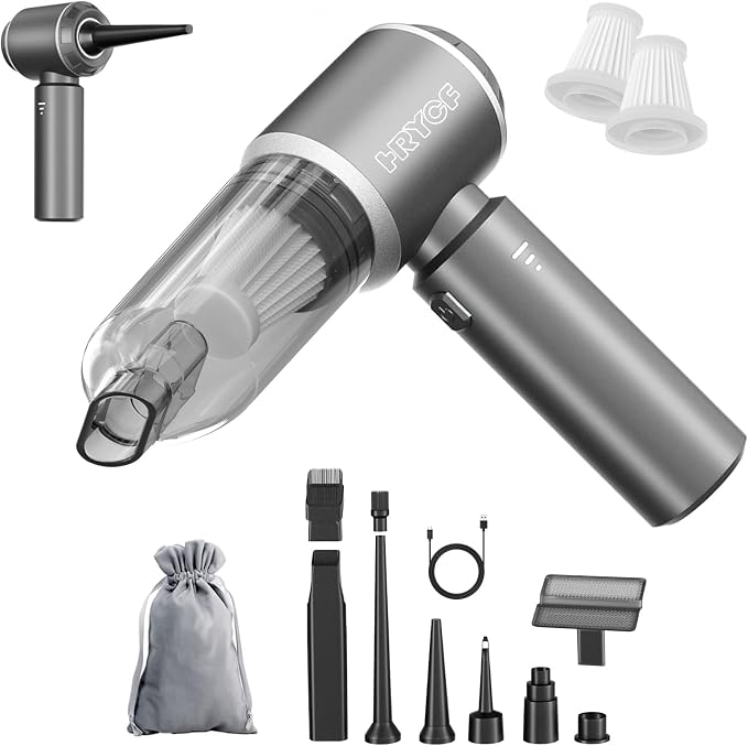 CNMSGM Portable Cordless Handheld Car Vacuum Cleaner, 20000Pa Strong Suction Rechargeable Car Vacuum, 4-in-1 Mini Vacuum for Car Interior, Home, Couch, Pet Hair, and Tight Spaces (Gray)