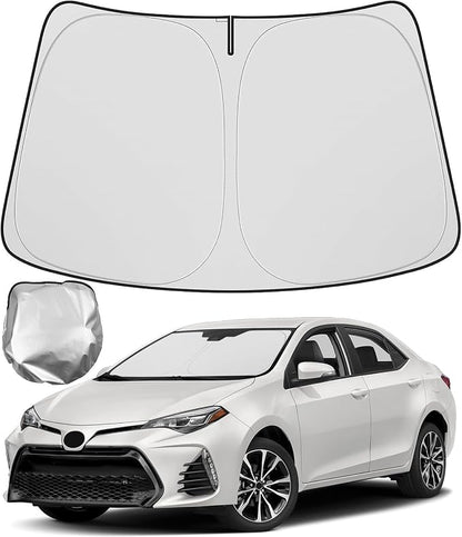 BIBLOZ Car Windshield Sun Shade for Toyota Corolla 2014-2018, L, LE, S, SE, XLE, XSE Accessories Foldable PET Sunshade Keeps The Car Cool Inside