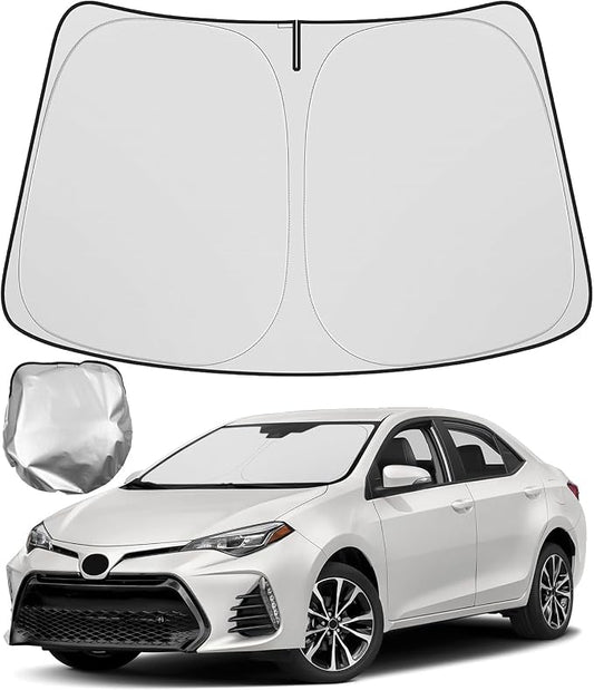 BIBLOZ Car Windshield Sun Shade for Toyota Corolla 2014-2018, L, LE, S, SE, XLE, XSE Accessories Foldable PET Sunshade Keeps The Car Cool Inside