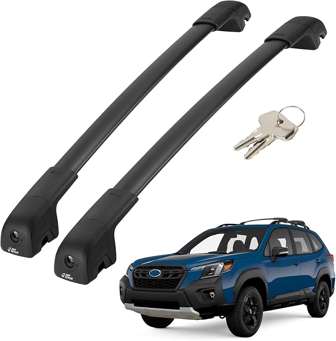 JOYTUTUS Car Roof Rack Cross Bars Compatible with Subaru Forester Wilderness 2022-2026 with Lock, 300LB Aluminum Crossbars for Roof Racks Suitcases Kayaks Canoes Bikes Skis Snowboard