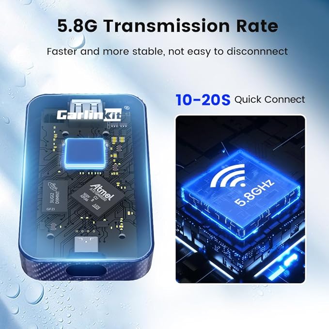 CarlinKit 4.0 CP2A Adapter for Wired CarPlay Car, 2 in 1 Convert Wired CarPlay to Wireless, Wireless Android Auto for Android 10+