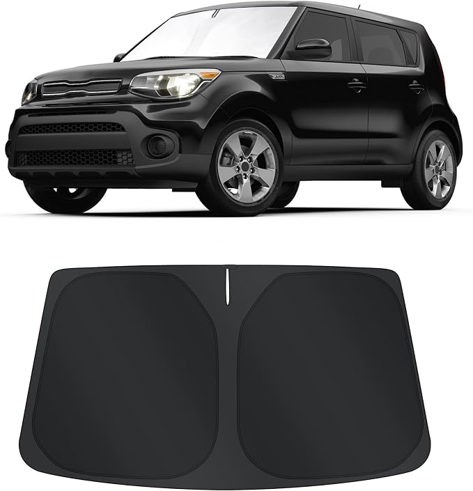 TINGLU Sun Shade for Kia Soul Base 2014-2019 Accessories Windshield Sun Shade Window Shade UV Rays Protection Sun Visor Cover with Steering Wheel Sunshade Storage Bag
