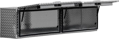 Buyers Products 1701364 Topsider Truck Tool Box, 18x16x88 Inch Diamond Tread Aluminum, Dual Flip-Up Doors, Locking Compression Latches, Weather Resistant, No-Drill Mount, Made in USA