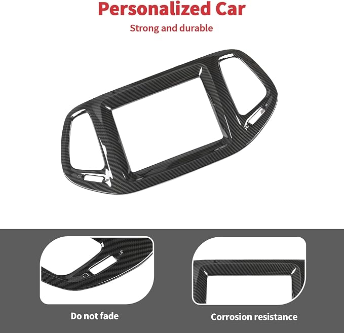Linskip Information Screen Trim Compatible with 2017 2018 2019 2020 2021 Jeep Compass, Air Vent Covers for Jeep Compass Interior Accessories(Black Carbon Fiber)
