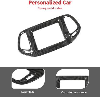 Linskip Information Screen Trim Compatible with 2017 2018 2019 2020 2021 Jeep Compass, Air Vent Covers for Jeep Compass Interior Accessories(Black Carbon Fiber)