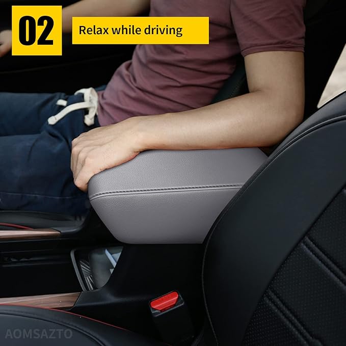 AOMSAZTO Gray Center Console Covers for 2017-2022 Honda CRV Leather Armrest for CR V