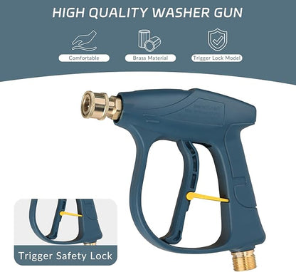 Sooprinse High Pressure Washer Gun 3000 PSI Max, Power Washer Short Gun, High Pressure Spray Gun with 1/4 Inch Quick Connector, M22-14