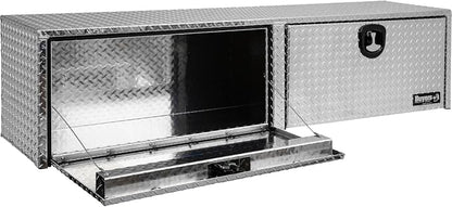 Buyers Products 1701556 Silver Aluminum Diamond Tread Topsider Truck Tool Box, 88x13x16 Inch, Made in USA, Professional Grade, Heavy Duty, Corrosion-Resistant, Dual Drop Doors, Compression Latch