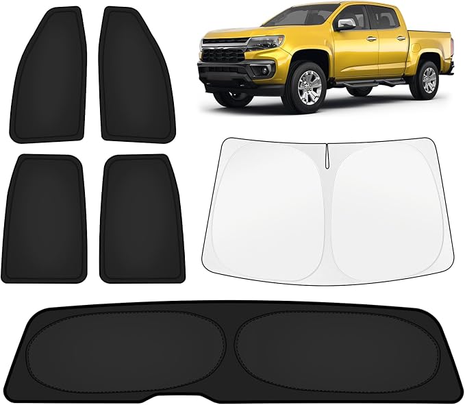 KUST Car Window Shades for Chevy Colorado 2015-2022 Windshield Sun Shade Side Window Cover UV Block Privacy Protection Colorado Accessories for Camping Blackout Rear Back Full Set 6PCS