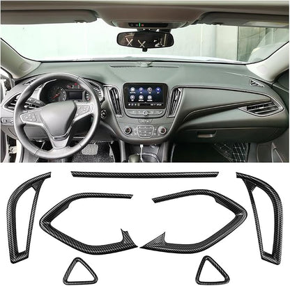 Car Center Console Air Conditioning Air Vent Outlet Trim Cover Kit for Chevrolet Chevy Malibu 2016-2024, ABS Dashboard Side A/C Air Vent Frame Panel Protective Cover Interior Decorative Accessories