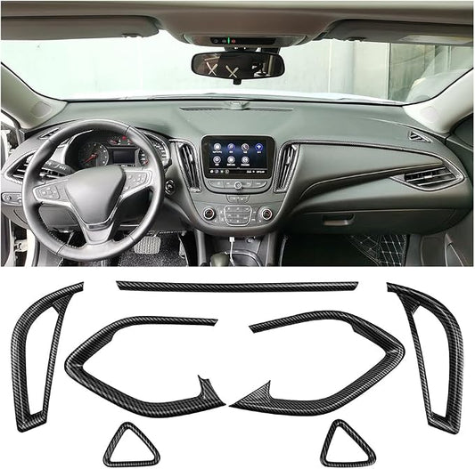 Car Center Console Air Conditioning Air Vent Outlet Trim Cover Kit for Chevrolet Chevy Malibu 2016-2024, ABS Dashboard Side A/C Air Vent Frame Panel Protective Cover Interior Decorative Accessories