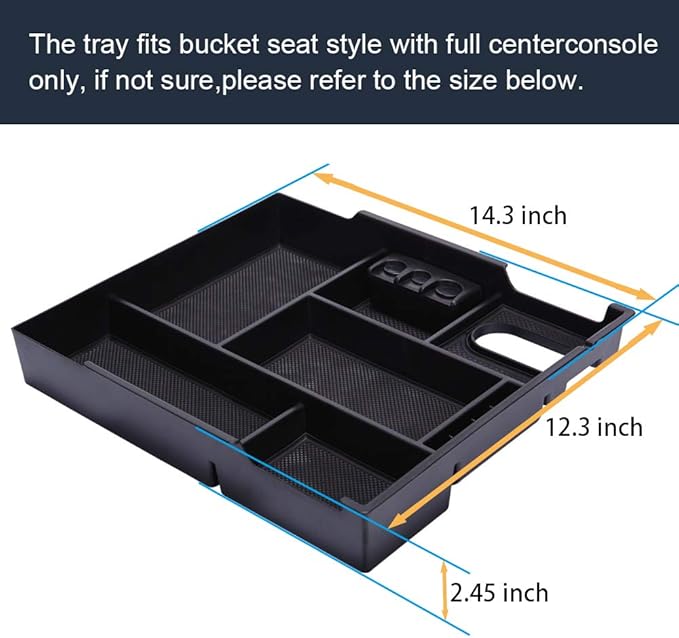 JDMCAR Compatible with Toyota Tundra Accessories 2014-2021 Center Console Organizer, Insert ABS Black Materials Tray, Armrest Secondary Storage Box - Full Tray
