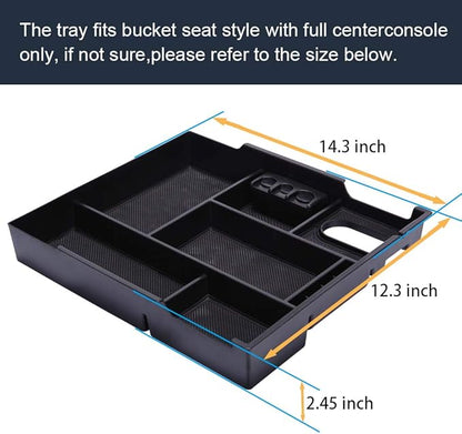 JDMCAR Compatible with Toyota Tundra Accessories 2014-2021 Center Console Organizer, Insert ABS Black Materials Tray, Armrest Secondary Storage Box - Full Tray
