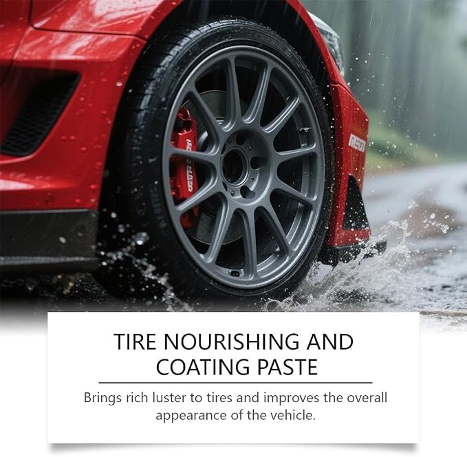 Car Tire Shine with Sponge,100g Tire Coating Paste,TirePolishing Paste,Wheel Shine Tir-e PolishingPaste,Long-Lasting Tir-e Dressing with Wet Gloss Look Finish for Car,Truck,Motorcycle, RV & More