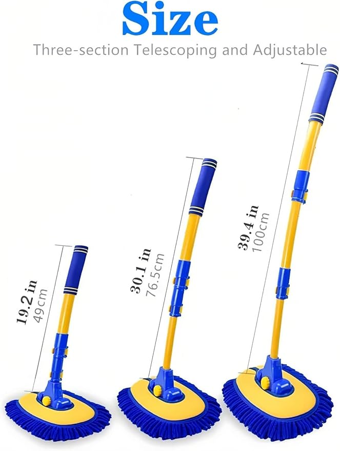 MVEQRRN Upgrade Car Wash Brush Mop with Long Handle, Car Washing Brush Kit with Scratch-Free Replacement Head