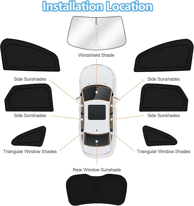 KUST Car Window Shades for Ford Edge 2015-2020 2021 2022 2023 2024 Windshield Sun Shade Side Window Cover UV Block Privacy Protection Accessories for Camping Blackout Rear Back Full Set 8PCS