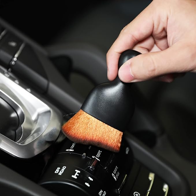 AOCISKA Car Interior Detailing Brush,Soft Bristle Cleaning Brush Car Detailing Brush Dusting Brush,Car Interior Cleaning Tool,Auto Detail Brush Car Dash Duster Brush (Black&Brown)