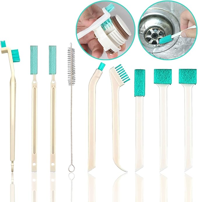 Small Household Cleaning Brushes by ELEMGULY,9 Pcs Crevice Brush for Hole, Gap, Corner, Space, Micro Crevice Scrub Cleaner Tool for Bottle, Keyboard, Window, Door Track