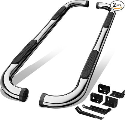 Auto Dynasty Running Board Compatible with 1999-2019 Silverado Sierra 1500 2500HD 3500HD Extended Cab, Stainless Steel Side Step Rail Nerf Bars, 3" Step Bars, Polished Chrome