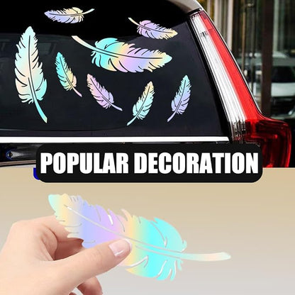 Ouliget Car Stickers Feathers Cover Scratches,Scratch Repair Decoration Vinyl Decals,Car Decoration Mirror Sticker Laptop Wall Decal,Gradient Color