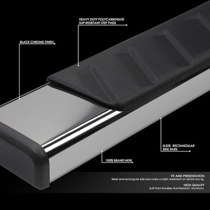 Auto Dynasty Running Boards Compatible with 2007-2019 Silverado Sierra 1500 2500HD 3500HD Crew Cab, Stainless Steel Side Step Rail Nerf Bars, 5" Step Bars, Black Powdercoated