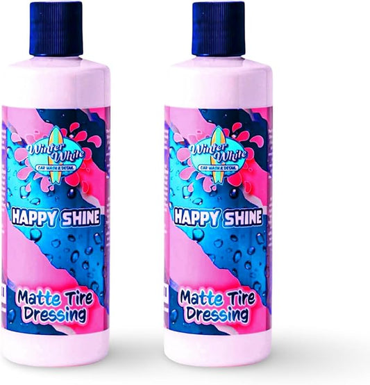 Winter White Happy Shine Matte Tire Dressing – Satin Black Tire Shine, Non-Greasy Professional Tire Dressing with UV Protection, Restores Rubber & Trim, No Sling Formula, Made in USA, 16 oz