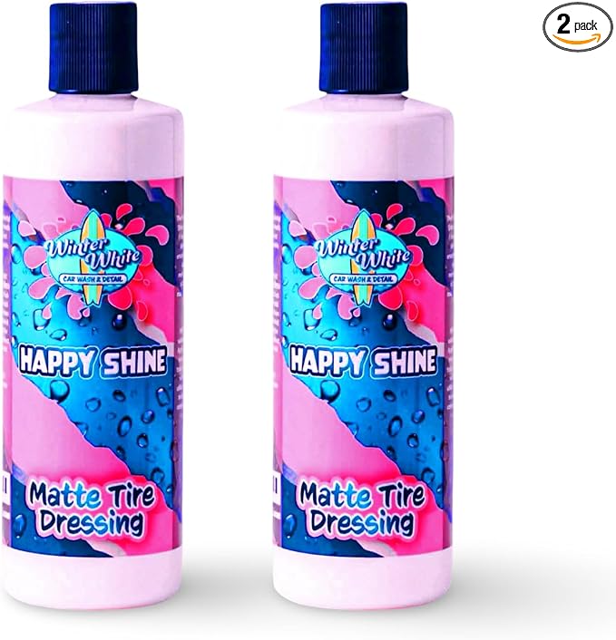 Winter White Happy Shine Matte Tire Dressing, Professional Grade, Satin Black Finish, UV Protection, Made in The USA-16oz - 2pk