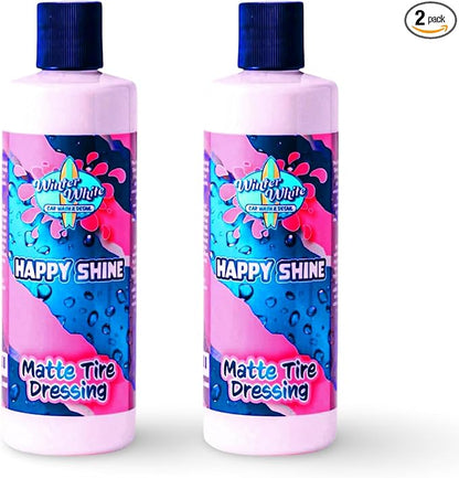 Winter White Happy Shine Matte Tire Dressing, Professional Grade, Satin Black Finish, UV Protection, Made in The USA-16oz - 2pk