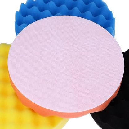 7inch(180mm) Car Sponge Buffing Pad Soft Wave Foam Pad Polishing Sponge Pads Kit for Car Polisher-4Pack