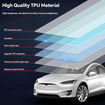 for Tesla Model X 2016-2021 TPU Clear 9Mil Pre-Cut Paint Protection Film Car Vinyl Wrap PPF Transparent Protective Anti-Scratch Self Healing Shield Guard Waterproof Car Wrap Film for Front