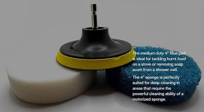 4 Piece Drill Brush Attachment Set, Scrubbing Pad and Sponge - Power Brush Scrubber Deep Cleaning Kit for Bathroom Kitchen Boat Car Grout Floor Tub Shower Tile Surfaces