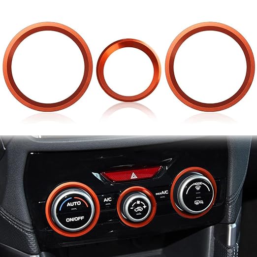 Auovo AC Climate Control Knob Outer Ring Covers Accessories for Forester 2019-2024 Crosstrek 2018-2023 Impreza 2017-2023 Interior for Car Air Condition Switch Control Trim (Red Orange)