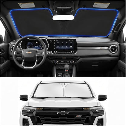 for 2015-2026 Chevy/Chevrolet Colorado Windshield Sun Shade - Foldable Windshield Cover Front Window Shade Custom Fit Colorado Accessories Sun Visor Protector Blocks UV Rays Car Accessories