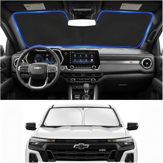 for 2015-2026 Chevy/Chevrolet Colorado Windshield Sun Shade - Foldable Windshield Cover Front Window Shade Custom Fit Colorado Accessories Sun Visor Protector Blocks UV Rays Car Accessories