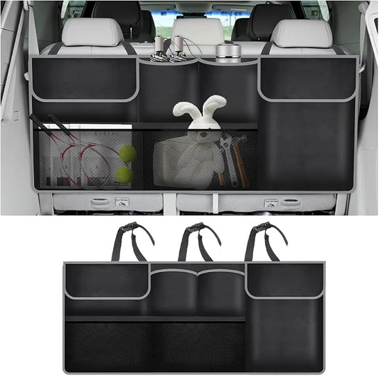 IHOTDER Large Capacity Car Trunk Organizer,Six Pockets Trunk Storage Organizer with Adjustable Straps,Wear-Resistant Oxford Fabric Hanging Trunk Organizer for Car Truck SUV