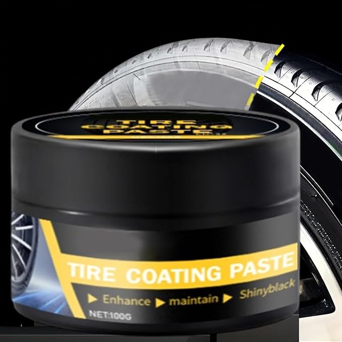 Tire Shine Paste - Black High Gloss Dressing, Tyre Coating Gel, Automotive Waxing Tool, Durable Vehicle Finish | Ideal for Car Motorcycle Truck Wheel Rim Cleaning Renovation Maintenance Refurbishing