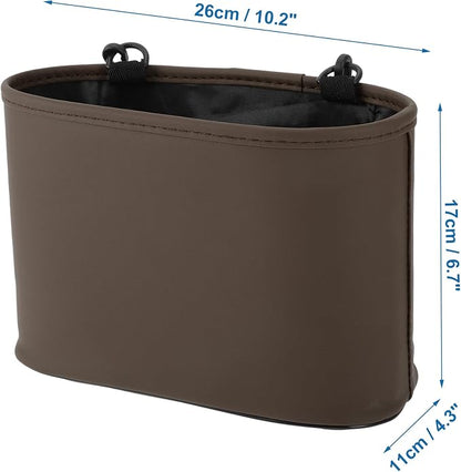 Car Trash Can Portable and Hanging 10.2" Length 4.3" Width 6.7" Height Trash Bin Faux Leather Brown 1 Pcs