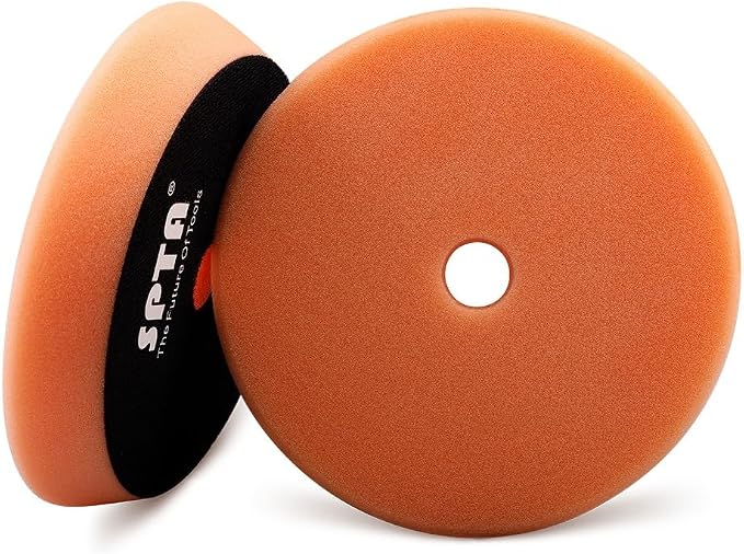 SPTA T40 Orange Medium-Cut Polishing Pads, 1Pc 5.5 Inch Face for 5 Inch 125mm Backing Plate Compound Buffing Sponge Pads for Car Buffer Polisher Compounding, Polishing and Waxing -FPBFS5O