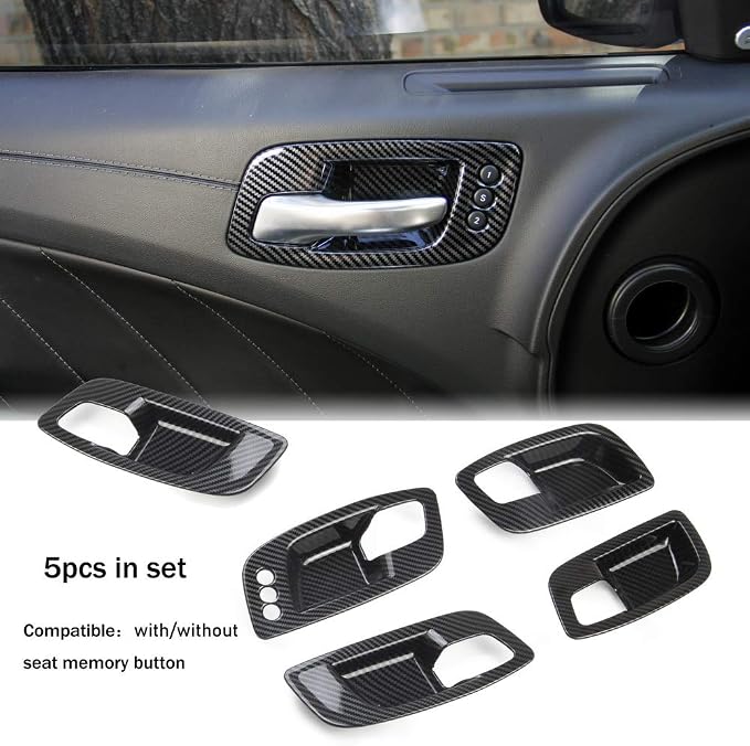 crosselec Carbon Fiber Inner Door Handle Bowl Cover Trim for Dodge Charger 2011-2021/ Chrysler 300 2015-2021