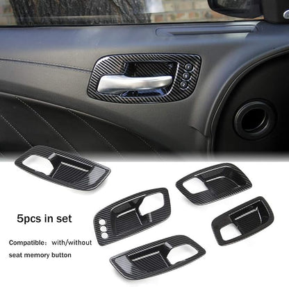 crosselec Carbon Fiber Inner Door Handle Bowl Cover Trim for Dodge Charger 2011-2021/ Chrysler 300 2015-2021