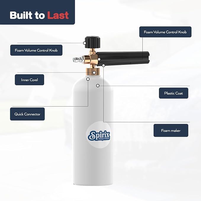 Short Pressure Washer Gun with Foam Cannon Kit - High Pressure Car Wash Foam Gun with M22-14mm & 15mm Fittings - Includes 5 Nozzle Tips, 1/4" Quick Connector & 1L Snow Foam Lance (4000 PSI)