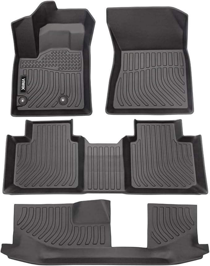 VIWIK Floor Mats Compatible for Mitsubishi Outlander 2022 2023 2024, Car Mats 3D Fit All Weather Custom Floor Liners Full Set Front & 2nd Row & 3nd Row Waterproof Anti-Slip Automotive Floor Mats TPE