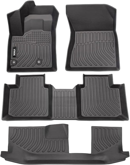 VIWIK Floor Mats Compatible for Mitsubishi Outlander 2022 2023 2024, Car Mats 3D Fit All Weather Custom Floor Liners Full Set Front & 2nd Row & 3nd Row Waterproof Anti-Slip Automotive Floor Mats TPE