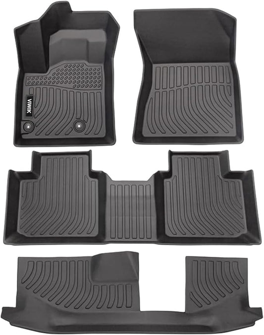 VIWIK Floor Mats Compatible for Mitsubishi Outlander 2022 2023 2024, Car Mats 3D Fit All Weather Custom Floor Liners Full Set Front & 2nd Row & 3nd Row Waterproof Anti-Slip Automotive Floor Mats TPE