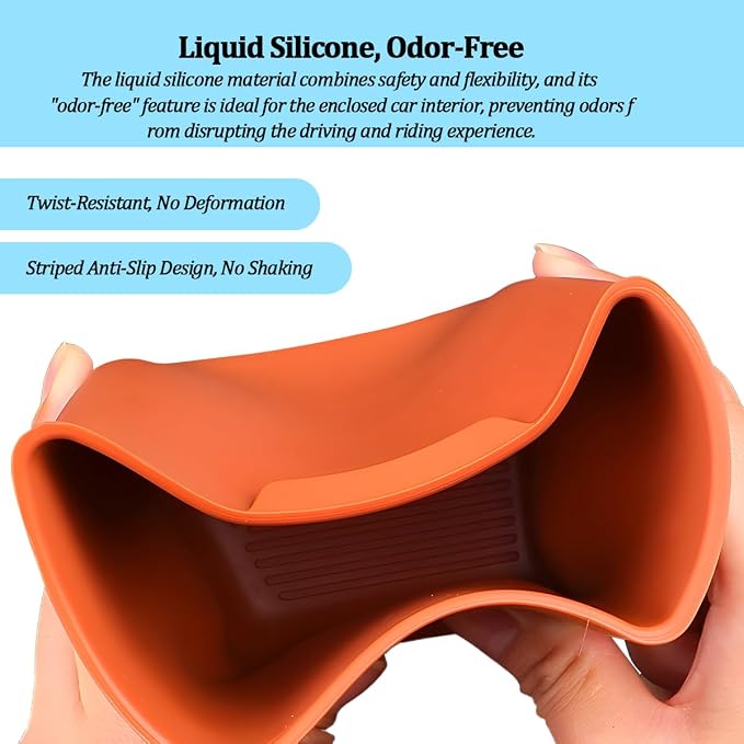 Car Trash Can, 2PCS Portable Silicone Leakproof Vehicles Side Door Storage Garbage Can, Multifunctional Automotive Interior Trash Bin, Universal for Automobile Truck SUV (Orange)