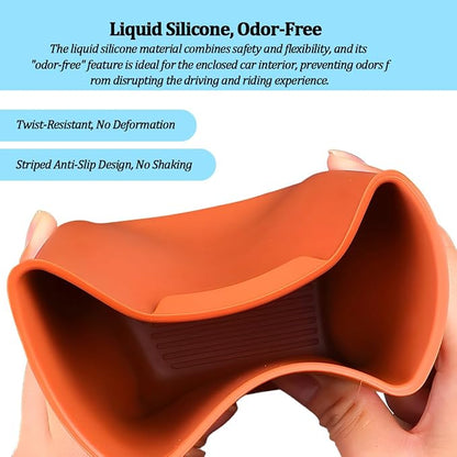 Car Trash Can, 2PCS Portable Silicone Leakproof Vehicles Side Door Storage Garbage Can, Multifunctional Automotive Interior Trash Bin, Universal for Automobile Truck SUV (Orange)