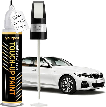 Alpine White 300 Touch up Paint for BMW OEM Color Match Car Scratch Repair Kit for Nicks & Chips Scratches Quick & Easy Paint Fix 2-In-1 Car Scratch Remover Pen